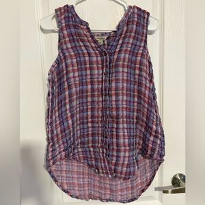 Lucky Brand Multicolor Plaid Sleeveless Blouse